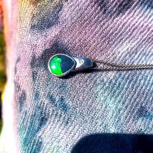 18k black opal diamond pendant